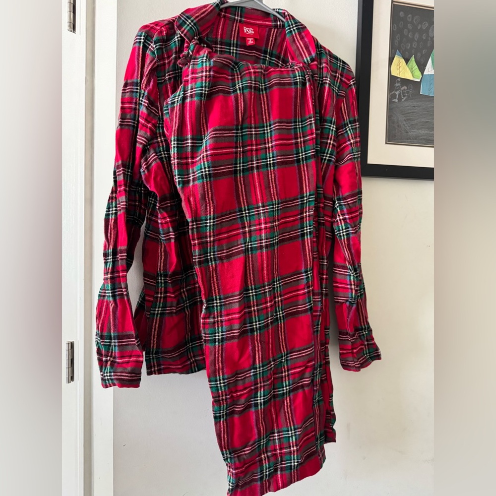 Macy's Vibrant Plaid Button-Up Pajama Top